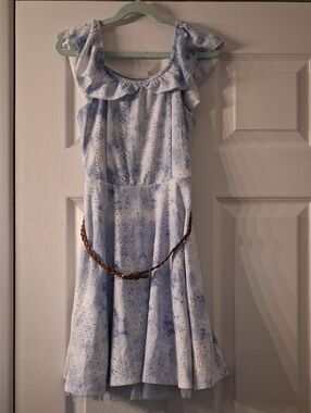 Knitworks Girls Light Blue Eyelet Ruffle Dress